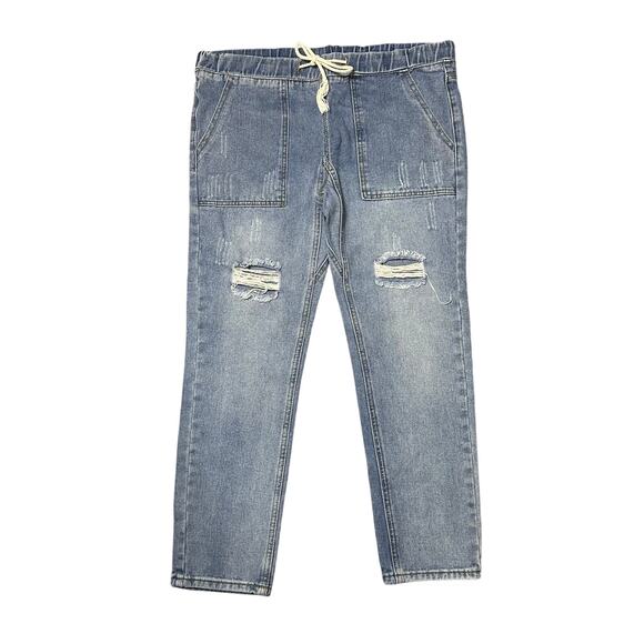 Drawstring Jogger Denim Jeans - Picture 1 of 5